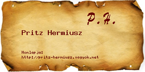 Pritz Hermiusz névjegykártya